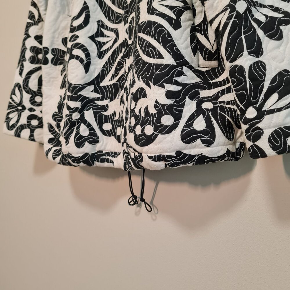 Zara Quilted Cotton Printed Oversized Coat Floral Black White S Blogger Fav - Picture 6 of 9